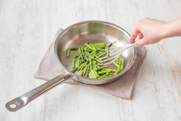 Cook the asparagus for a couple of mins