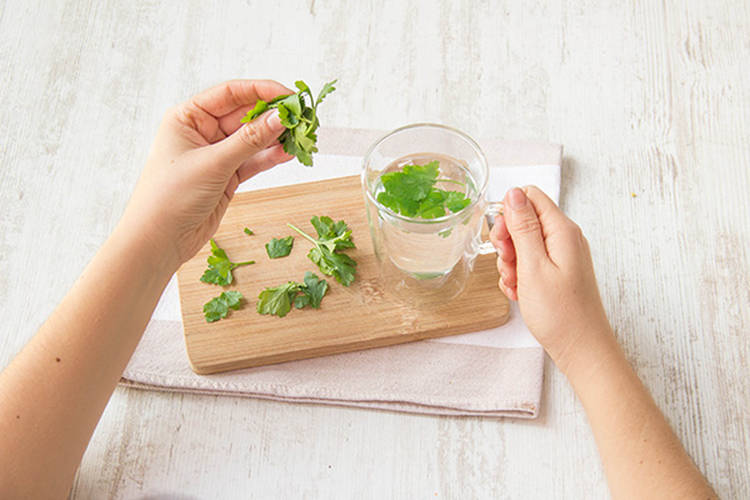 Blanch half of the parsley