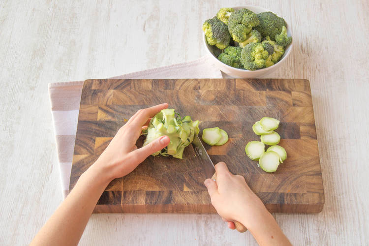 Cut the broccoli into florets