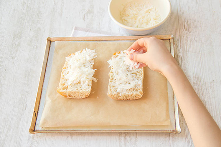 Sprinkle ciabatta with cheese