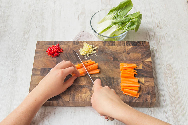 Slice your carrot into 4cm strips