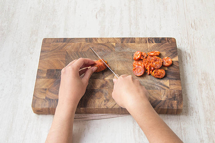 Slice the chorizo