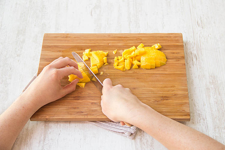 Peel and slice the mango