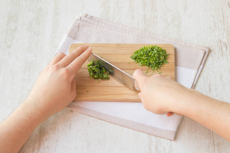 Finely chop jalapeño