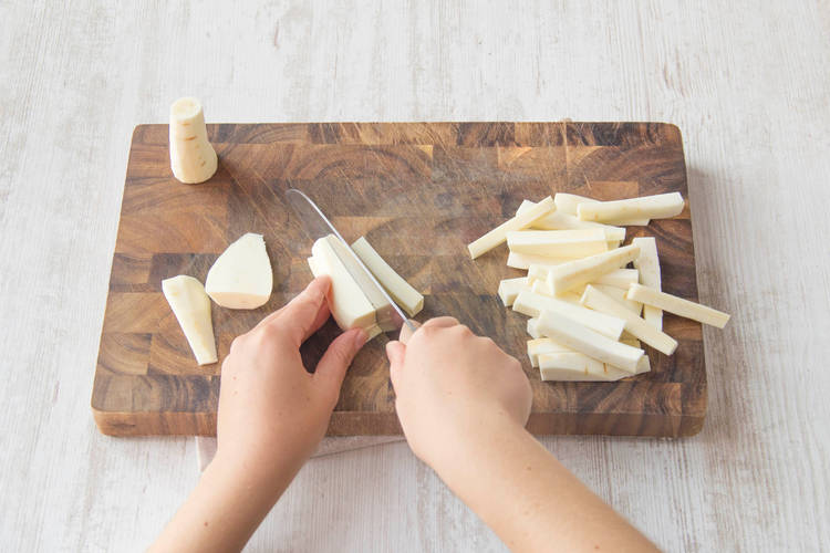 Cut the parsnip into fries