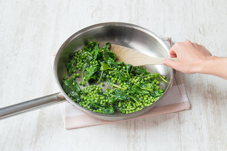 Cook peas and spinach
