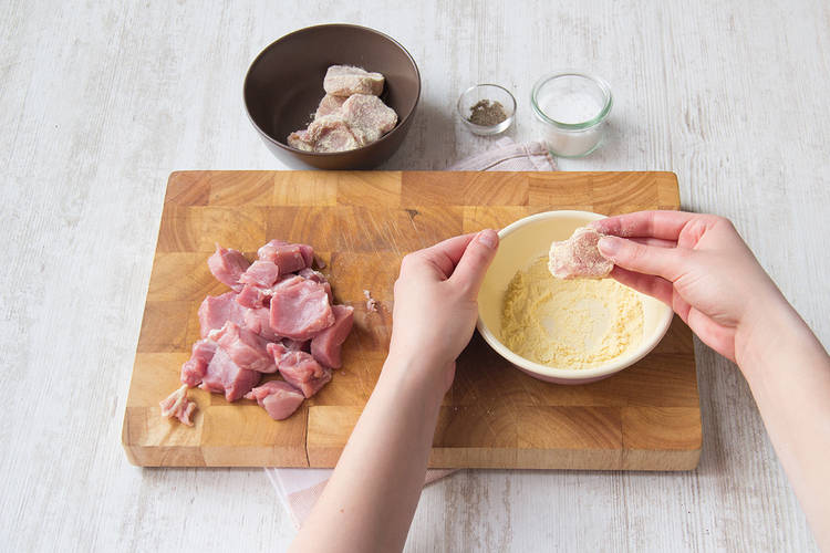 Coat pork in cornflour
