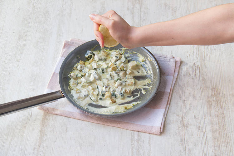 Squeeze lemon juice into pan