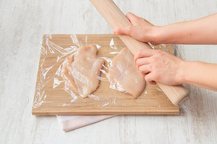Flatten chicken breasts