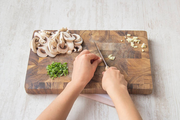 Finely chop garlic