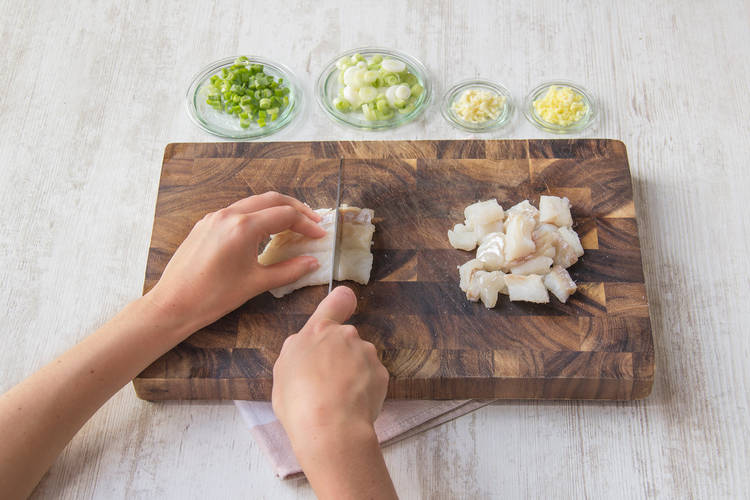 Cut cod into 2cm cubes