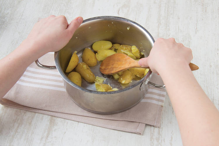 Break up new potatoes
