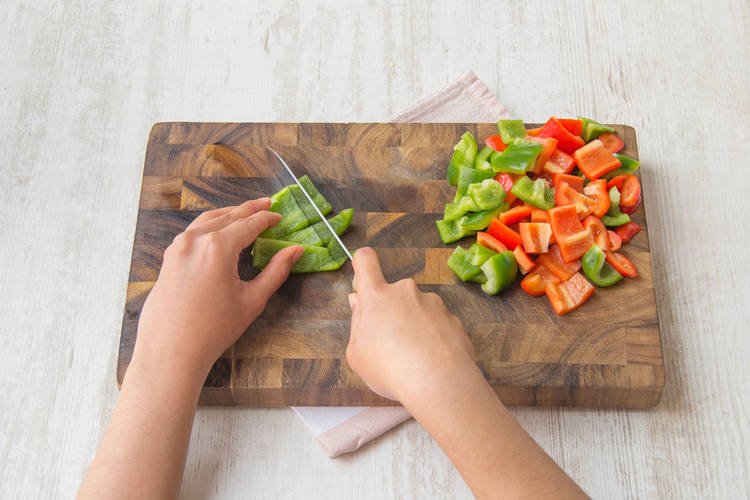 Chop peppers into 2cm chunks