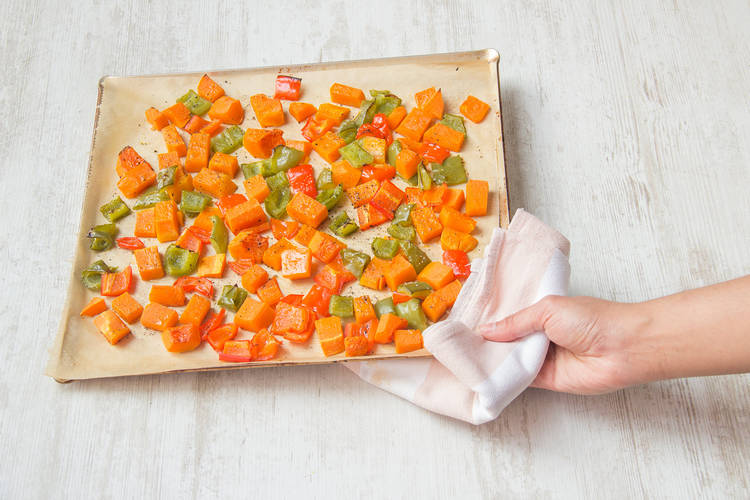 Roast butternut squash and peppers