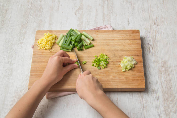 Finely slice spring onion