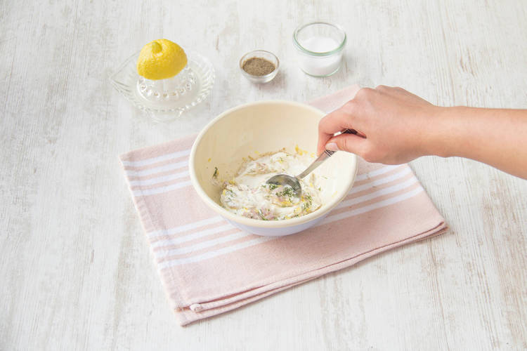 Mix dill into crème fraîche