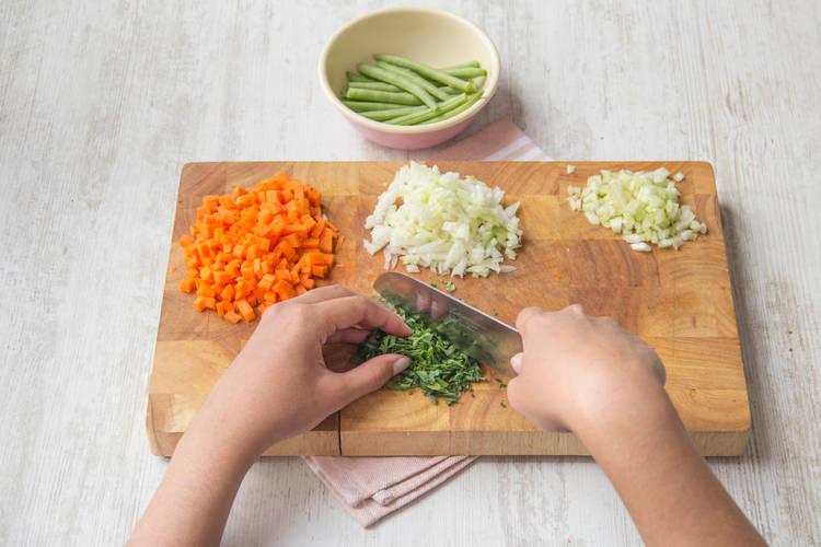 Finely chop parsley