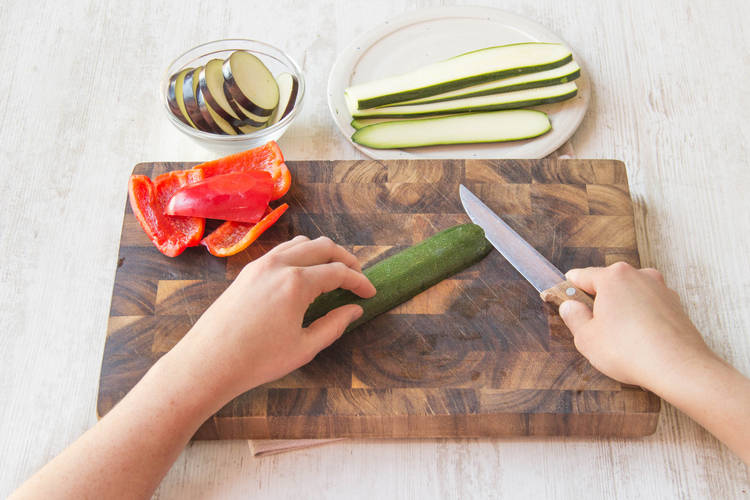 Slice courgette lengthways