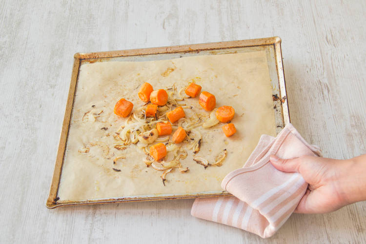 Roast carrots and onion until crispy