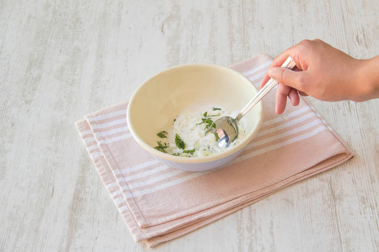 Mix the yoghurt and fresh mint
