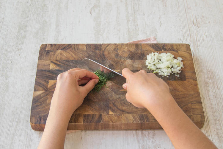 Roughly chop dill