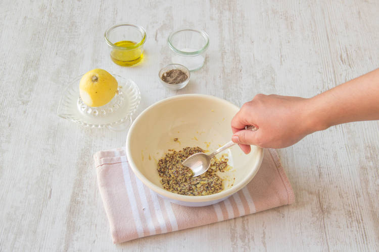Mix mustard with lemon juice