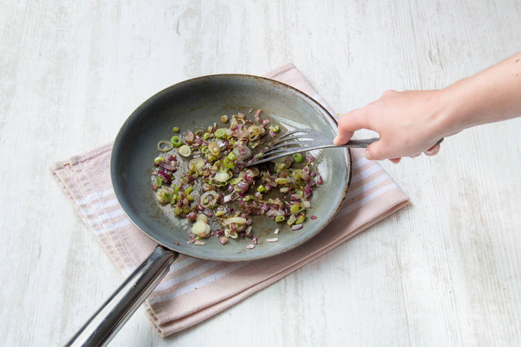 cook the onion and cilantro