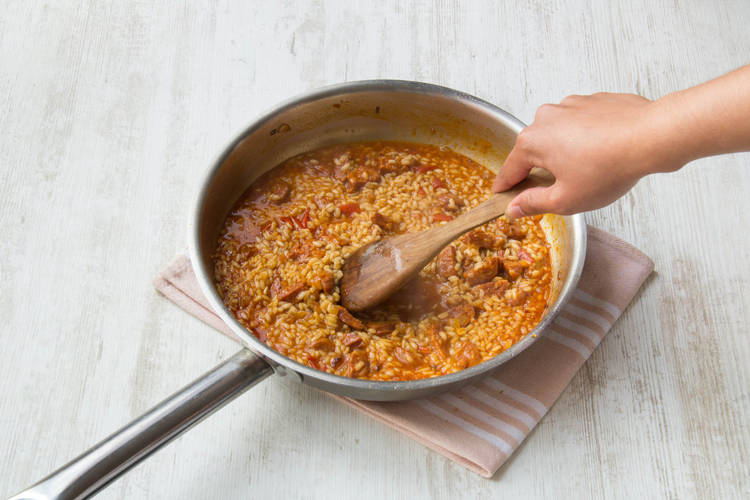 Add the arborio rice