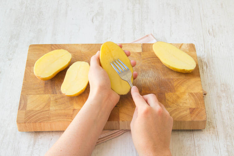 Pierce the potatoes