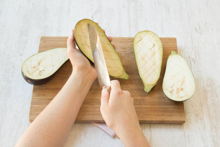 Score the eggplant