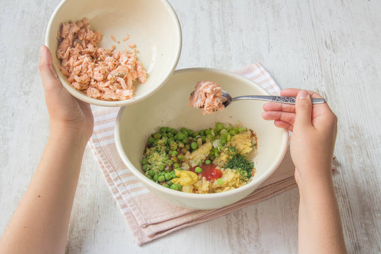 Add salmon flakes