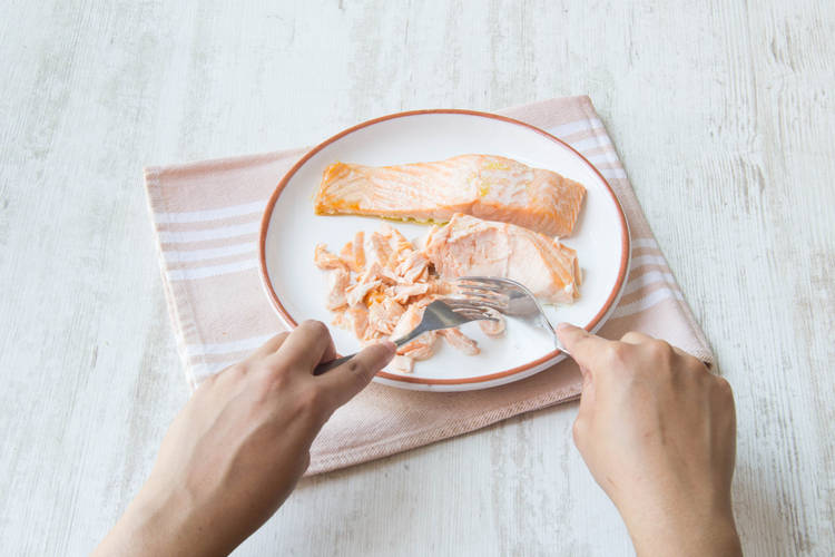 Pull apart your salmon fillets