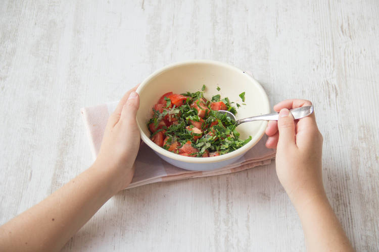 Combine the tomato, parsley, olive oil and lemon