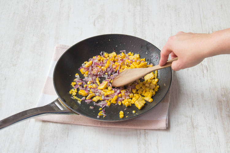Cook the corn & onion