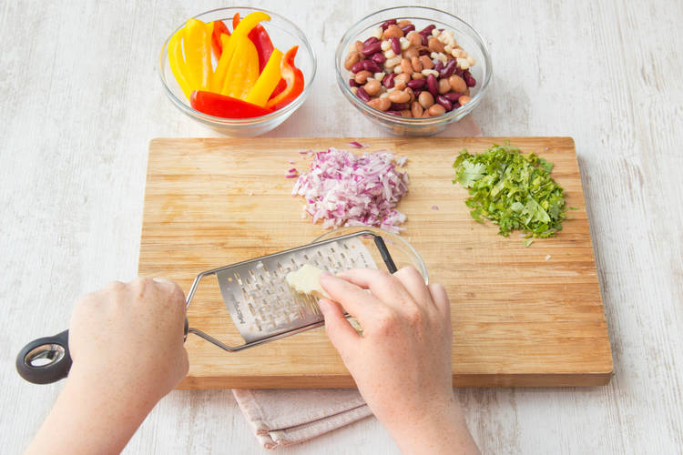 Chop veggies and drain beans
