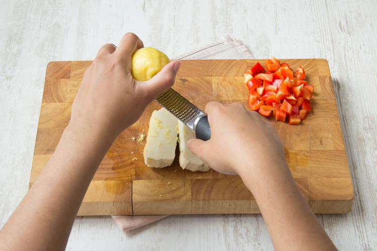 Grate your zest over your halloumi