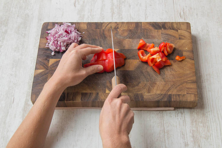 Chop your onion and pepper