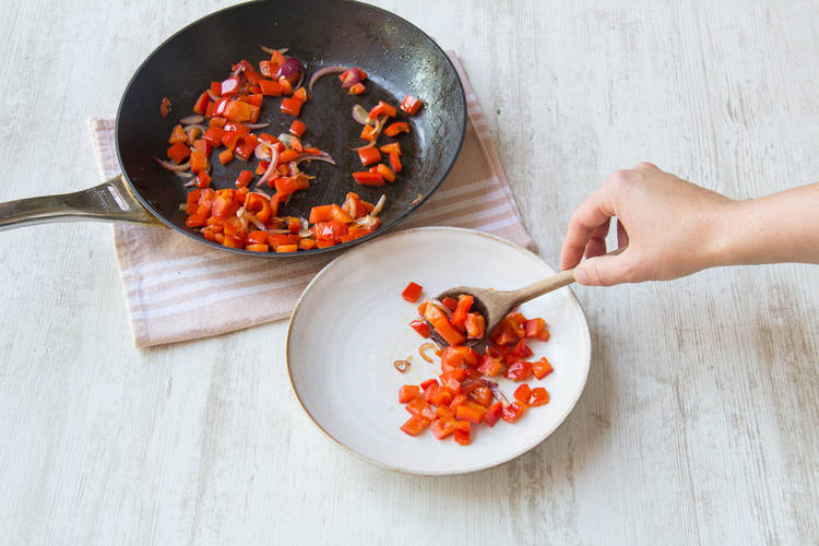 Cook your pepper/onion and set aside