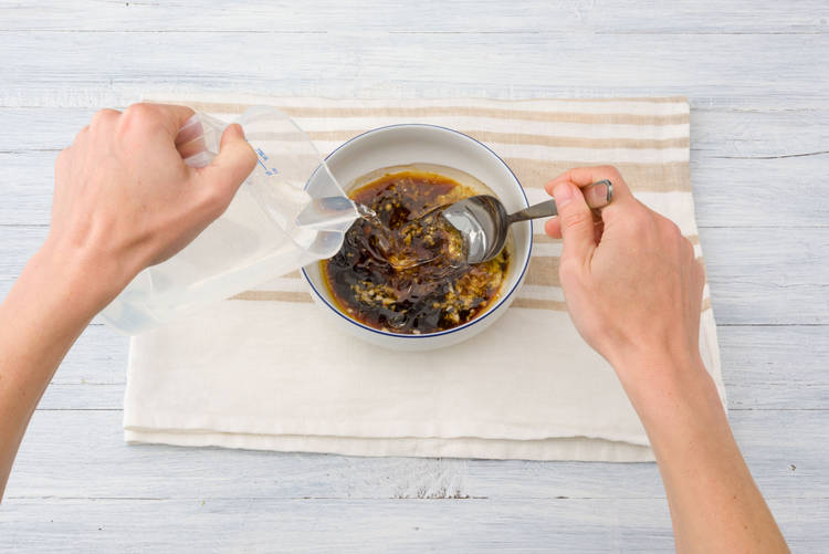 Combine the sauces and water