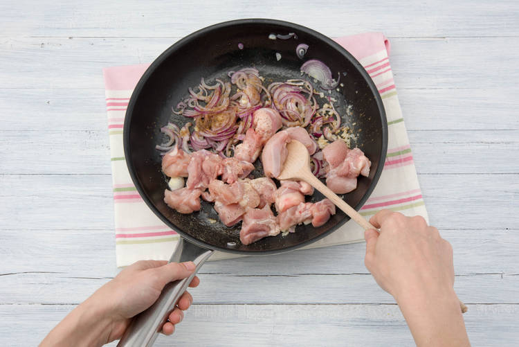 Add the chicken to the pan