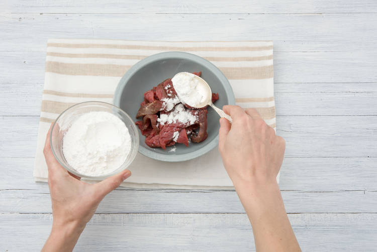 Put your cornflour with your steak