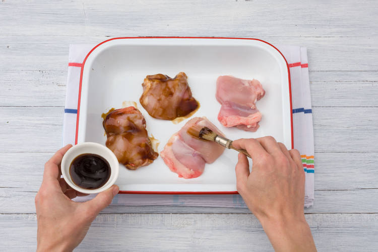 Coat your chicken in the soy sauce