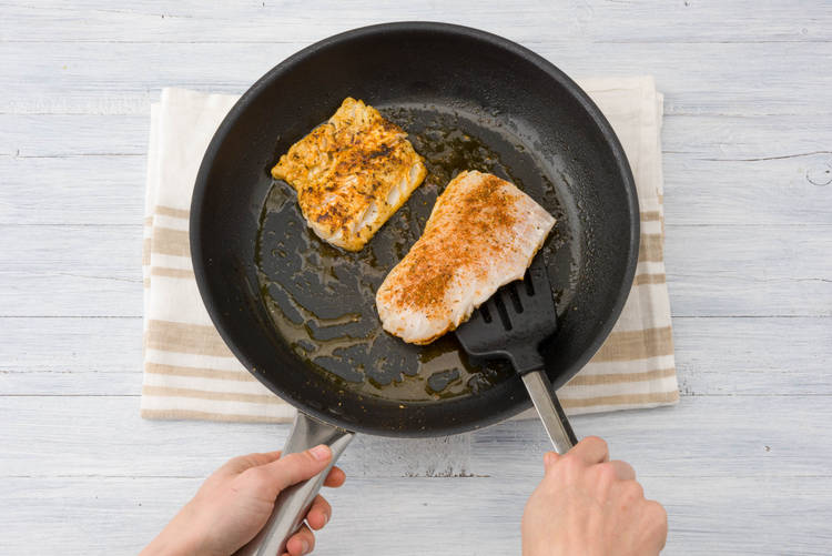 Fry cod fillets