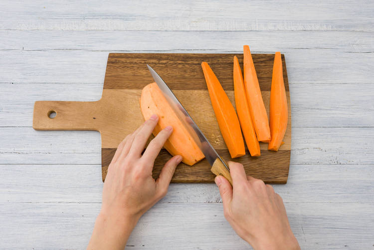 Cut your sweet potato into wedges