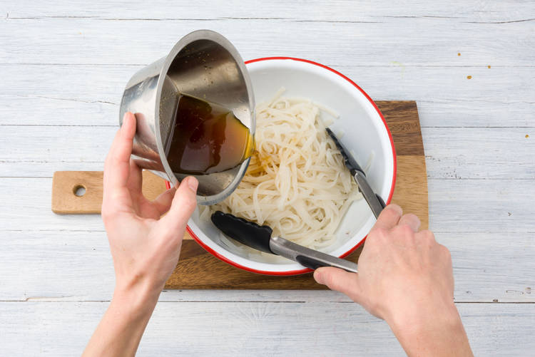 Cook the rice stick noodles