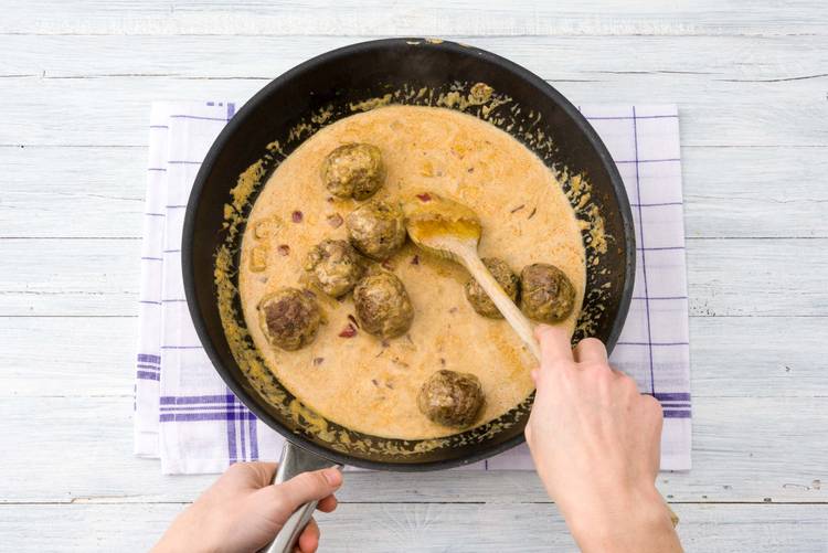 Add your meatballs to the pan