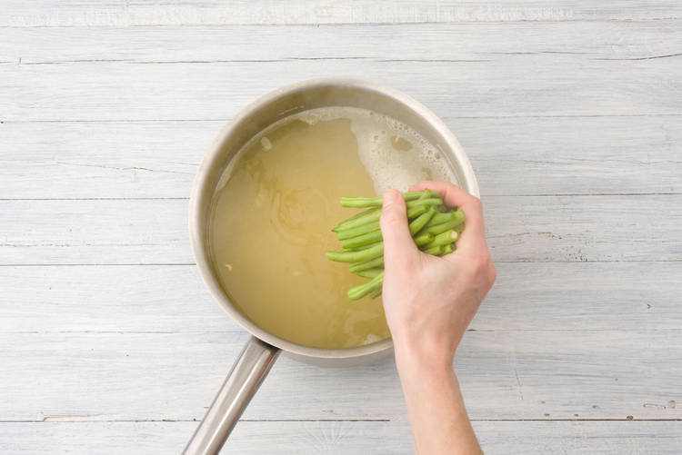 Cook the beans with the pearl barley