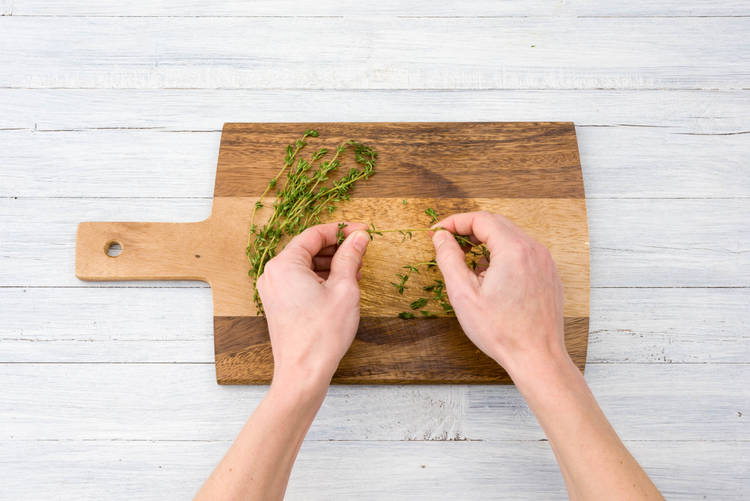 Pull the thyme leaves off their stalks