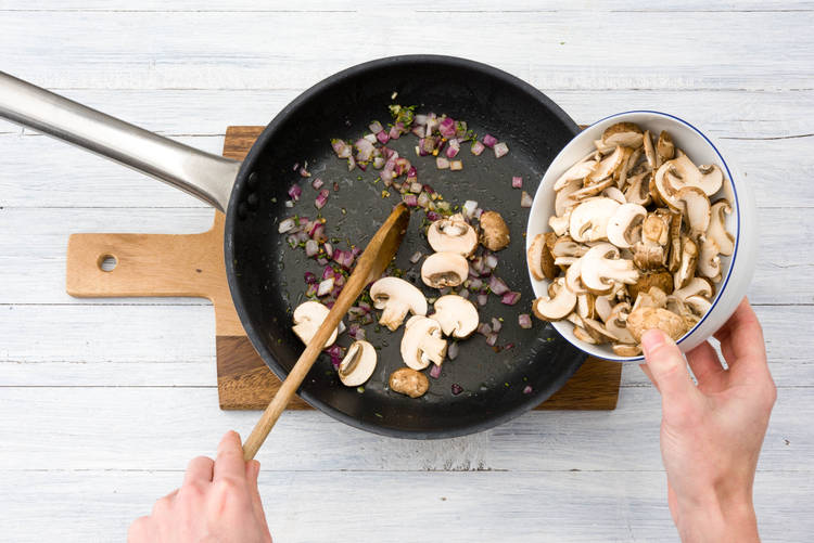 Add the mushrooms to the pan