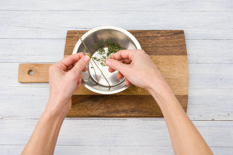 Pull your thyme leaves off their stalks
